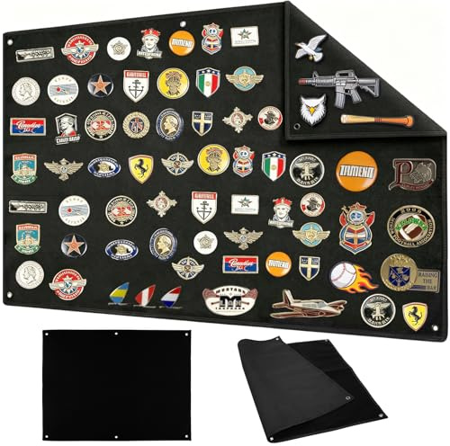 Infreecs 85 x 70 cm parches de para pared, pizarra táctica con ojales, superficie de para parches, parches e insignias, organizador de parches militares, negro
