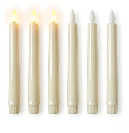 Jetstream 6 Piezas Velas LED, Velas LED Efecto Llama con Parpadeo Realista, Velas con Pilas Blancas y Luz Cálida para Navidad, Bodas, Cenas, Hogar, Centro de Mesa y Decoración