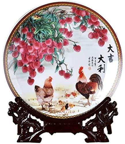 Dekorativ tallrik, Kinesiska dekorativa keramiska tallrikar, hängande, keramik 10,2 tum Jingdezhen Ornament Hem Desktop Office Dekorationer