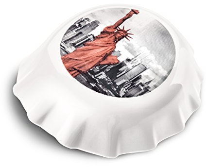 koziol 3770525 Plopp New York Flaschenöffner mit Druck, Thermoplastischer Kunststoff, weiß, 8.5 x 7.7 x 2.4 cm