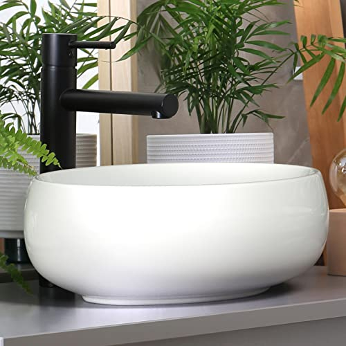 Waschbecken24 | Premium Waschbecken mit Lotus-Effekt für das Badezimmer und Gäste-WC (40x30x13cm, Weiß / A291)