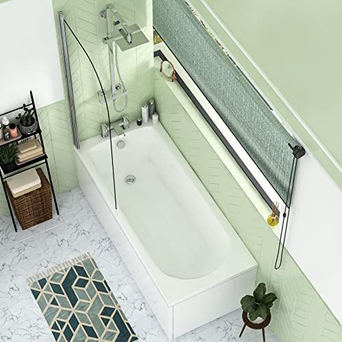 Breeze 1600 x 700mm Designer Single Ended Bath + Bath Screen Straight Bathroom Acrylic Bathtub