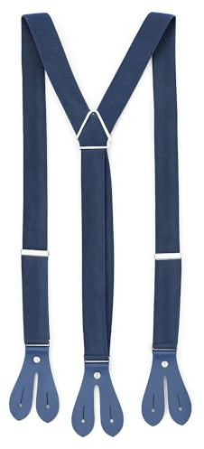 WedDecor 25mm Elastic Suspender Braces Adjustable, Navy with Metal Buckle