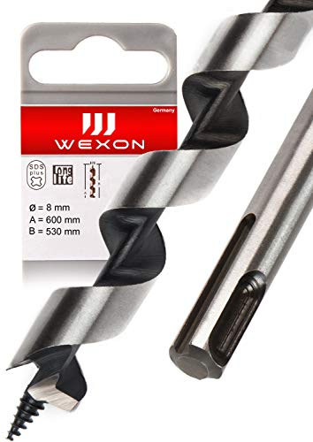 Broca de serpiente SDS Plus 8 mm x 600 – Extra larga – Broca en espiral para madera – Compatible con Bosch Hilti Makita Metabo – Calidad Premium – Tipo Lewis Broca para madera para martillo de