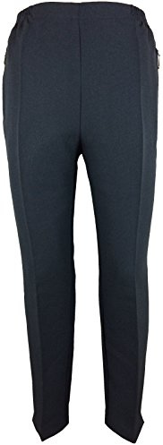 K-Milano Pantalon pour femme avec taille élastique, idéal pour les personnes âgées, poches zippées sécurisées et plis.