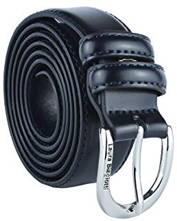 Biagiotti Cintura Donna Sottile in Vera Pelle, Accorciabile con Scatola (Blu 3 cm, S (105 cm))