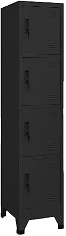 vidaXL Schließfachschrank Spind Schrank Umkleideschrank Metallschrank Fächerschrank Aktenschrank Büroschrank Lagerschrank Schwarz 38x45x180cm Stahl