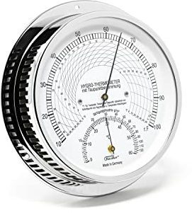 Fischer 5028-47 - Klimamesser mit Taupunktbestimmung – 155 mm Hygrometer und Bimetall-Thermometer - Made in Germany