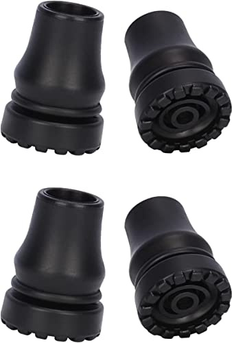 supregear Käpptips 16mm, 4-pack Halkfria Gummifötter för Käppar, Ersättningstips för Rollatorer, Kryckor och Vandringsstavar med 16mm Diameter, Svart