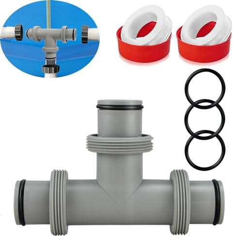 Raccordo a T per tubo di diametro 38 mm, connettore a 3 vie, adattatore per tubo per piscina Intex Bestway Coleman, prolunga per connettore per piscina, set di collegamento per tubi per piscina