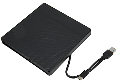 VBESTLIFE Unidad de DVD Externa, Reproductor de DVD Portátil USB3.0 de 5 Gbps con Puerto Dual Tipo A y Tipo C, Lector de Unidad óptica Grabadora, Reproductor de DVD para Computadora