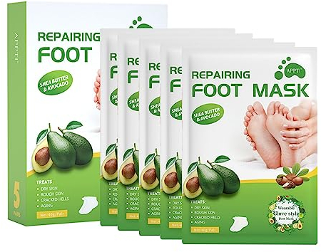 Fußmaske, 5 Paar Fuß Peeling Maske, Hornhaut entfernen fuß Maske, Fußmaske Socken Feuchtigkeitspendende für Trockene und Rissige Füße, Foot Spa für Männer und Frauen