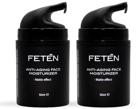 FETEN Crema Hidratante Facial Hombre – Crema antiarrugas pack 2 uds con ácido hialurónico, efecto antiedad y matificante, cuidado de cara día y noche, men skincare, rejuvenecedora antiacné