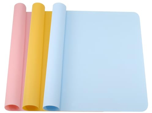 Kssvzz 3 Stück Silikonmatte 40x30cm, Bastelunterlage, Silikon Unterlage Bastelmatte, Antihafte Rutschfeste Tischmatte, Malunterlage für Kinder Malen, Gießharz, Epoxidharz Handwerk, DIY