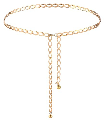 Andibor Taillenkette für Damen Verstellbarer Damen Gürtel Mädchen Damengürtels Metall Kettengürtel Damen Für Jeans Hosen Kleid
