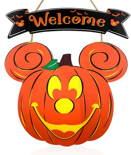 GreenYeah Letrero para Puerta Halloween Calabaza, Cartel Colgante de Halloween, Señales Calabaza Halloween para Puerta, Decoración de Corona de Halloween for Indoor and Outdoor