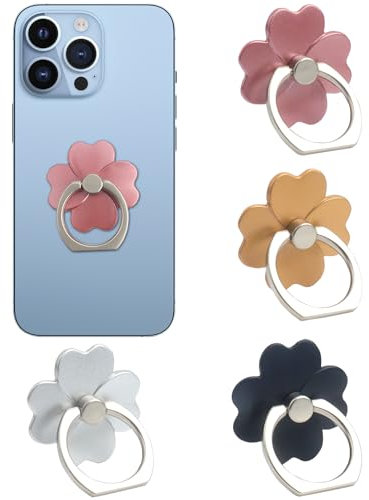 Roellgs 4pcs Cell Phone Ring Holder Kickstand Cellphone Flower Finger Ring Grips Stand 360° Rotation 180° Flip Metal Universal Accessories Compatible with Smartphone, Mobile Phones, Phone case