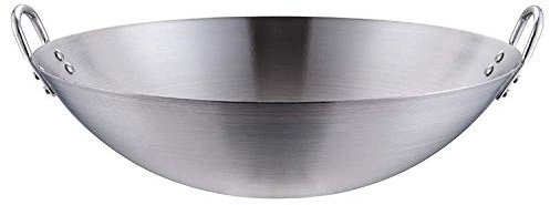 Grande padella wok professionale non rivestita con manico in acciaio 60 cm multiuso da cucina padella per friggere