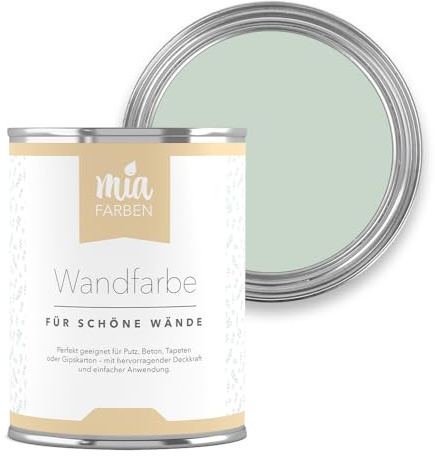 miafarben Wandfarbe für Wände & Tapeten 2,5L - sanfte, matte Farbtöne, hochdeckend (Frostiges Eisgrün)