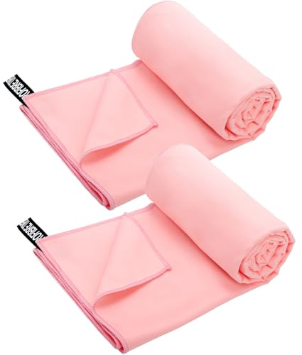 Faswin 2 Pack Hot Yoga Towel, Super-Absorbent Soft Microfiber Yoga Mat Towels, Mat-Sized Non Slip Yoga Towel for Bikram Pilates Fitness, 72 x 26.5, Pink