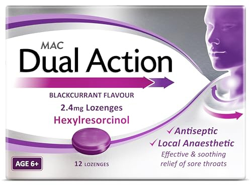 Mac Dual Action Blackcurrant Flavour 12 Lozenges | Effective and Soothing Relief Of Sore Throats