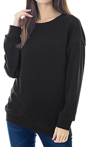 Smallshow Felpa per Allattamento in Lana Top per Allattamento con Maniche Lunghe Black S