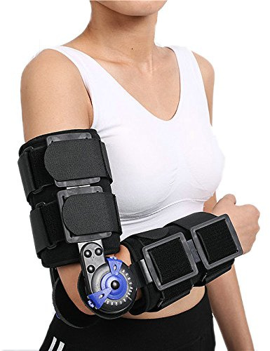 HKJD Écharpe à charnière ROM pour épaule Bras orthopédique Coussinet orthopédique Sangle d’immobilisation Protège-manchons réglable pour bras coudes cassés Taille unique Unisexe