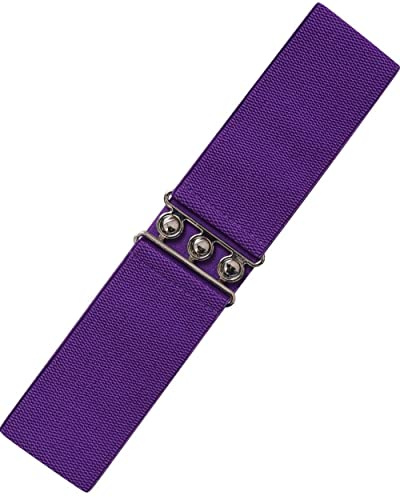 Ro Rox Cinturón Ancho Elástico Mujer Cintura Alta Estilo Retro Vintage – Cinturón Stretch para Vestidos, Años 50 – Hebilla Plateada u Dorada