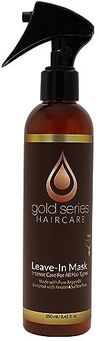 Moroccan Gold Series Leave-In Hair Mask – Argan Oil Hair Mask Enriched with Keratin – Nourishing and Gently Detangling Leave In Conditioner Spray for Curly, Frizzy or Damaged Hair, 250 ml
