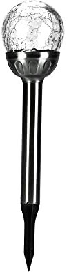 Status Sydney Outdoor Garden Solar Light / 3 Pack of 8 cm White Light LED Stainless Steel Stakes/Crackle Glass Ball/Waterproof Garden Ornament/Rechargeable Battery Included [Energy Class E]