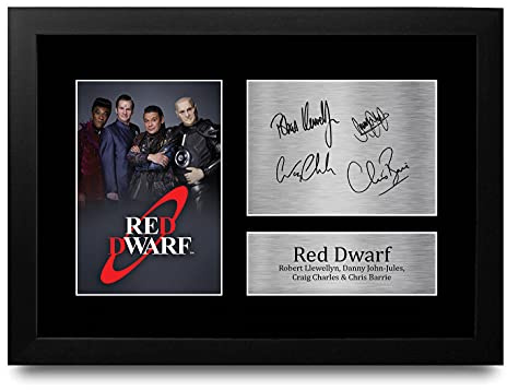 HWC Trading FR A4 Craig Charles Chris Barrie Robert Llewellyn Danny John-Jules Red Dwarf Gifts Printed Signed Autograph Picture for TV Show Fans - A4 Framed