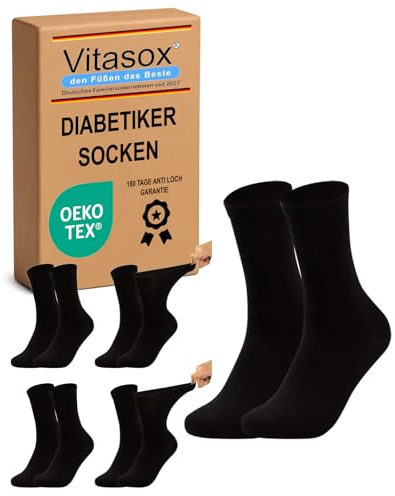 Vitasox Chaussettes homme extra-larges en coton, chaussettes médicales sensibles sans élastique sans couture 6 ou 8 paires
