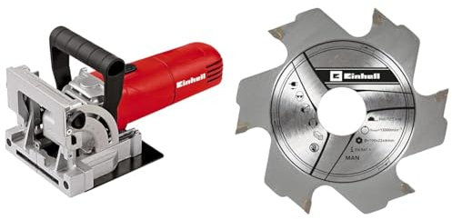 Einhell Fraiseuse à lamelle TC-BJ 900 (860 W, Réglage d'angle d'inclinaison 90°, Blocage de l'arbre, Livré en coffret avec sac à poussière et clé à ergots) + Lame