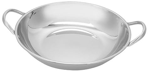 Cabilock Pentola A Fondo Piatto in Acciaio Inossidabile Con Doppio Manico Per Cucinare in Padella