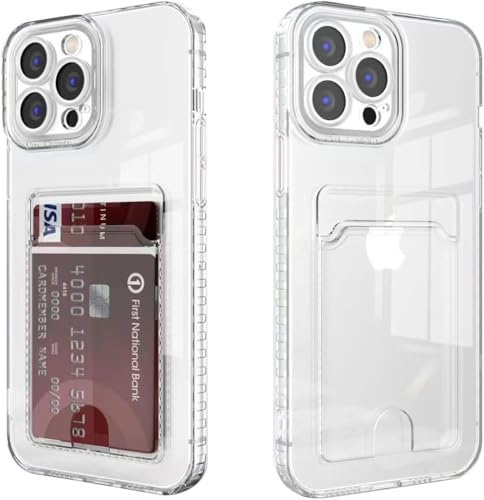 Cesryorsis för iPhone 13 Pro korthållare, transparent TPU-telefonfodral, ultratunt, mjukt, stötsäkert skyddsfodral, stötfångarskydd för iPhone 13 Pro