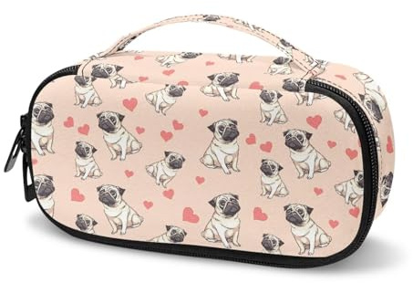 Tomeusey Sac de voyage isotherme pour médicaments, sac de rangement pour glucomètre, stylo à insuline, bandelettes de test de glycémie, accessoires pour diabétiques, Cœur de carlin, Taille unique