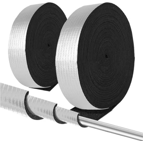 Aislamiento de tuberías de espuma de 2 pulgadas (5 cm) x 10 m, cinta aislante para enrollar tubos de calefacción y conductos de ventilación, aislamiento térmico, protección contra heladas, fácil de