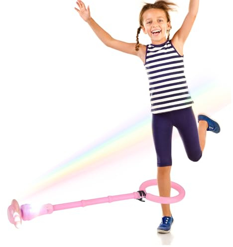Anillo de Salto de Tobillo,Plegable Anillo de Salto Intermitente,LED Saltar Bola para Niños,Pelota de Salto Deportiva,Shine Bola de Salto de Tobillo para Niños Niñas de 6, 7, 8, 9 Años (rosa)