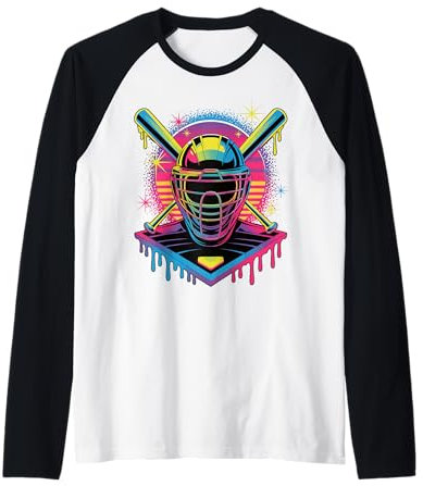 Masque attrape-baseball goutte à goutte style rue Manche Raglan