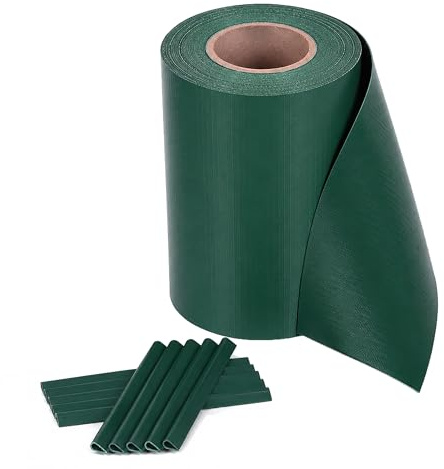 AURACASA Strisce Frangivisto per Recinzione in PVC, Rotolo Verde 19x350cm, 450g/m². Resistente agli Agenti Atmosferici, con 20 Clip di Fissaggio.