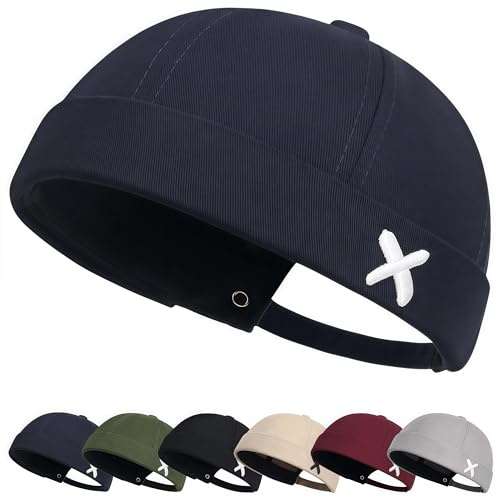Retro Cotone Docker Hat Cappello Senza Visiera Berretto da Portuale Uomo Donna Berretto Cotone Cappellino da Portuale Uomo Retro Docker-cap da Motociclista Cappello