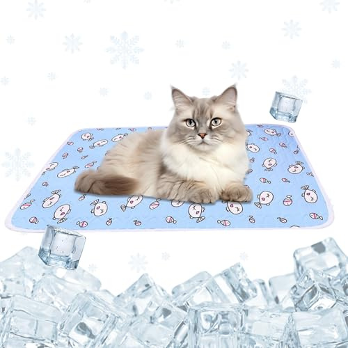 KASESSS Emulsión Cama Gato Verano, Pequeños Cama Perro Verano, 50x40cm Lavable Manta Refrescante para Perros, No Tóxicas Manta Fria para Gatos para CAsa, Viajes y Coche, Azul