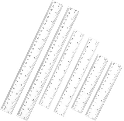 Lot de 6 Règle Transparente Règle en Plastique 30cm 20cm 15cm, Règles de Précision Résistantes, Règles Plate pour Étudiants École Bureau Maison Loisirs Créatifs Outil de Mesure