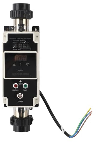 Kikumi 2,7 Till 3,3 KW Poolvärmare, Elektrisk Poolvärmare, Bubbelpooltermostat med Digital Display för Badtunna, Spabadkar, 220 Till 240V