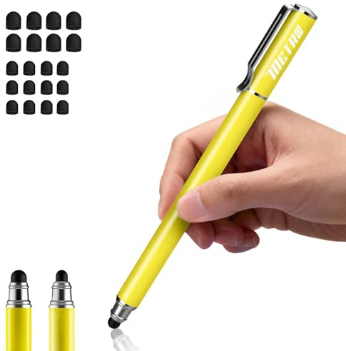 Styluslink 2 in 1 Tablet Stift mit Stiftclip, Handy Stifts für Alle Tablets mit 20 Gummispitzen, Eingabestifte/Handystifte zum Tippen für Jugendliche, Senioren Geeignet... (Gelb)