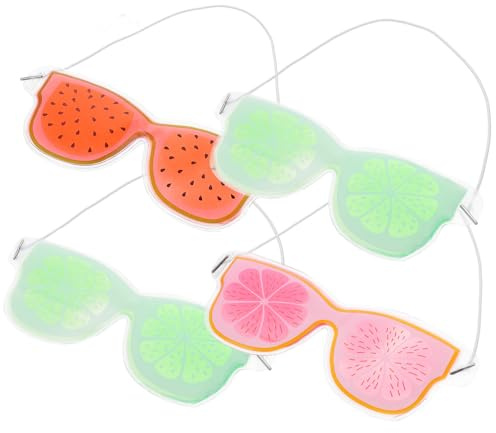 COOPHYA Masques Couleur Masque Filles en pour Yeux et Réutilisables Garçon Pvc 4 Pièces de Sommeil Rafraîchissant en Gel, Soulage Yeux et Améliore L'élasticité Peau Couleur Aléatoire