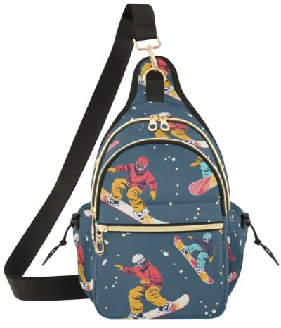 OWFKAY Snowboardväska för män kvinnor crossbody bröstväska stöldsäker resa vandring