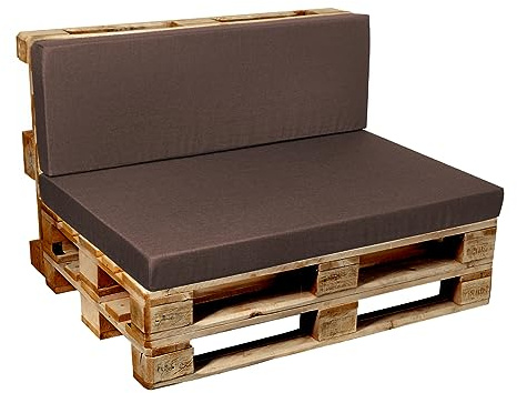 Garden Factory - Cuscino per bancale, Cuscini per Pallet, Seduta, Schienale o Set V2, Set (Seduta 120x60+Schienale 120x40) Marrone