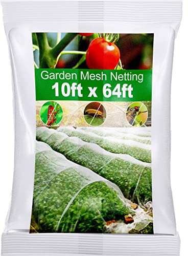 Wohohoho Garden Insect Mesh Netting 10ft x 64ft (3m x 20m), 1mm Ultra Fine Plant Covers for Garden Protection. Mosquito Net Pest Barrier for Vegetables Fruits Greenhouse Row Cover Raised Bed Barrier