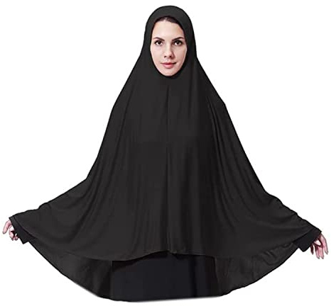 Moonlove One Piece Muslim Headscarf Hijab,130cm Pullover Prayer Shawl Turban Muslimah Arabia Islamic Middle East Body Cover Worship Hajj Umrah Mosque Headpiece Full Cover Clothing Chador